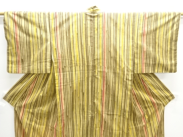 アンティーク 縞模様手織り紬着物